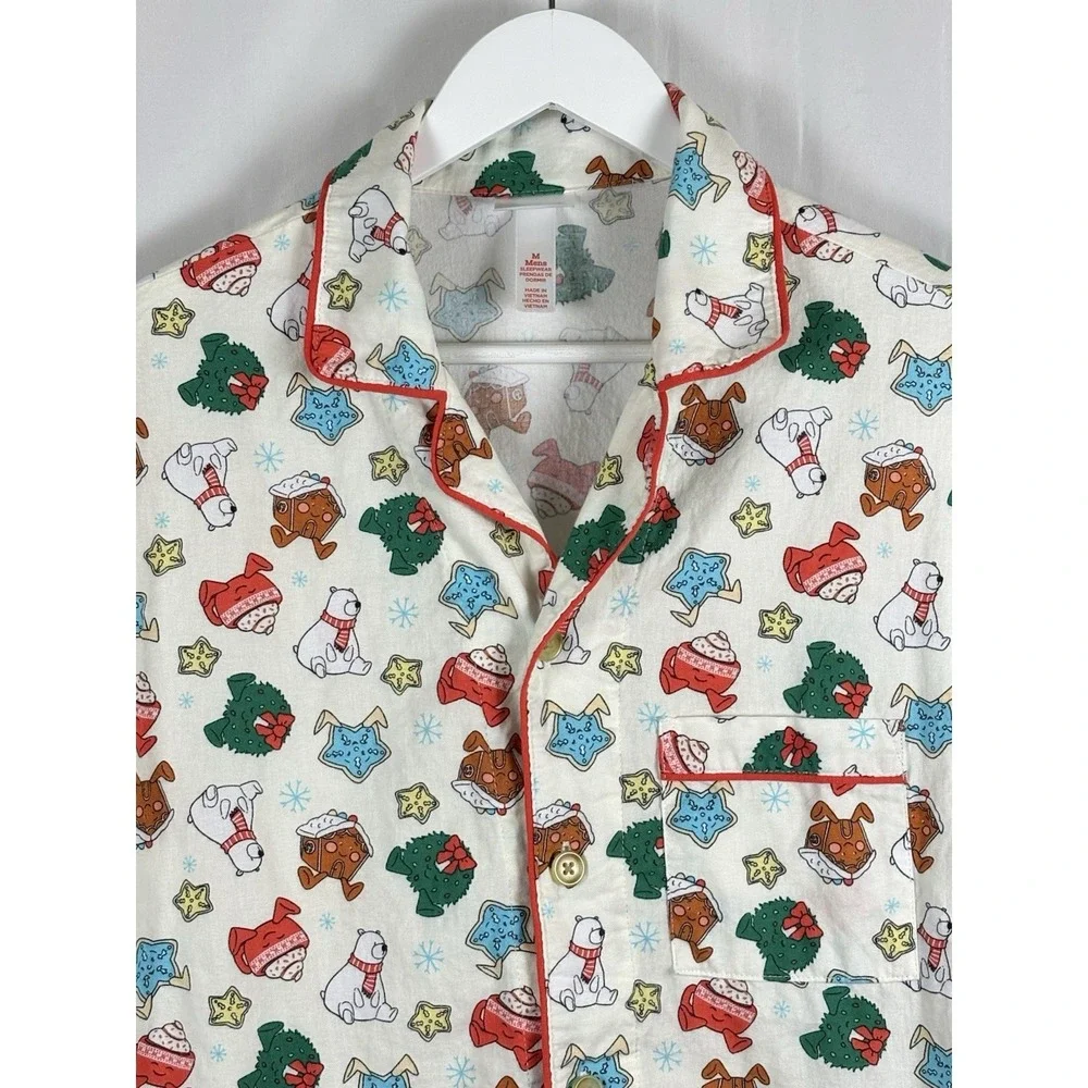 Wondershop Christmas Pajama Mens Top Size Medium Holiday Festive Button Shirt